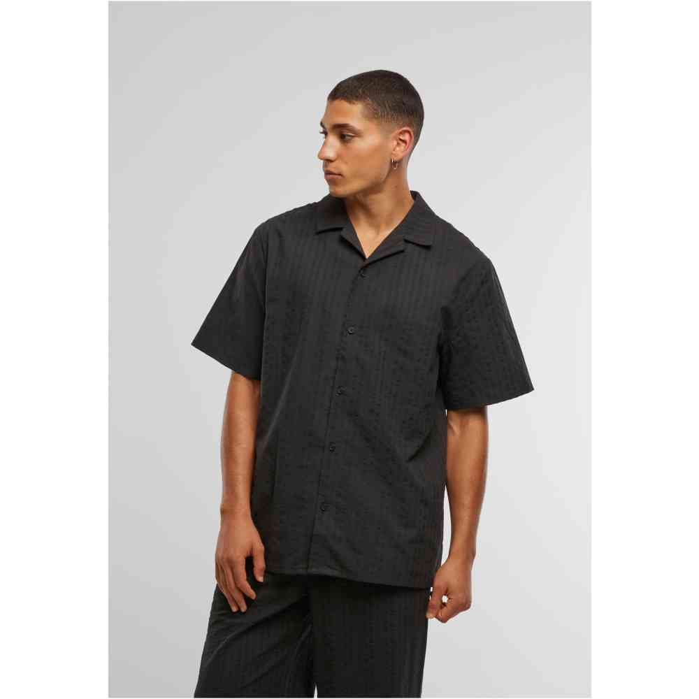 Urban Classics - Seersucker Resort Shirt - Black